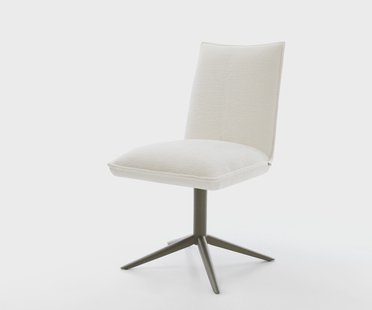 DELIFE Draaistoel Lelio-Flex bouclé zacht beige kruispoot afwerking met titanium 360° draaibaar rocker-functie pocketveer kern