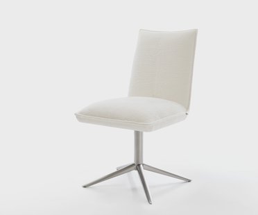 DELIFE Draaistoel Lelio-Flex bouclé zacht beige kruispoot roestvrij staal 360° draaibaar rocker-functie pocketveer kern