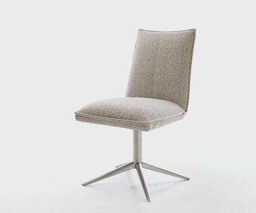 DELIFE Draaistoel Lelio-Flex geweven stof beige kruispoot roestvrij staal 360° draaibaar rocker-functie pocketveer kern