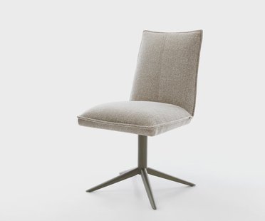 DELIFE Draaistoel Lelio-Flex geweven stof beige kruispoot afwerking met titanium 360° draaibaar rocker-functie pocketveer kern