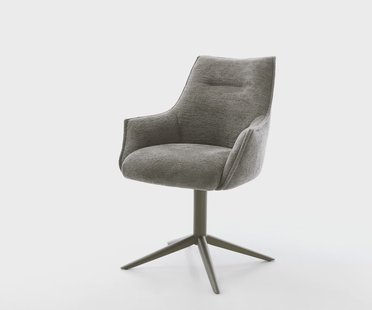 DELIFE Draaistoel Alja-Flex met armleuning bouclé zacht mud kruispoot afwerking met titanium 360° draaibaar rocker-functie pocketveer kern