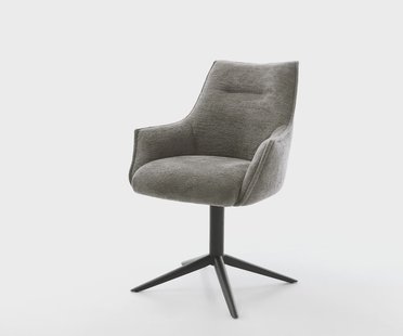 DELIFE Draaistoel Alja-Flex met armleuning bouclé zacht mud kruispoot zwart 360° draaibaar rocker-functie pocketveer kern