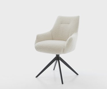 DELIFE Draaistoel Alja-Flex met armleuning teddy beige kruisframe breed zwart 360° draaibaar rocker-functie pocketveer kern