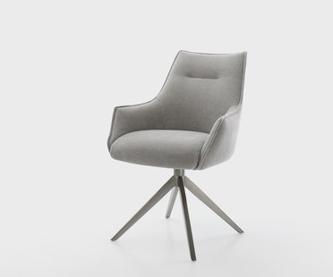 DELIFE Draaistoel Alja-Flex met armleuning zachte stof met structuur grijs kruisframe breed grafiet 360° draaibaar rocker-functie pocketveer kern