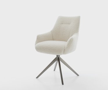 DELIFE Draaistoel Alja-Flex met armleuning teddy beige kruisframe breed grafiet 360° draaibaar rocker-functie pocketveer kern