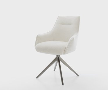 DELIFE Draaistoel Alja-Flex met armleuning bouclé zacht beige kruisframe breed grafiet 360° draaibaar rocker-functie pocketveer kern