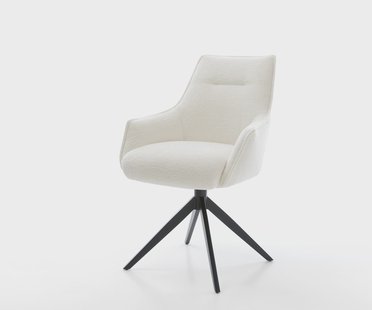 DELIFE Draaistoel Alja-Flex met armleuning bouclé zacht beige kruisframe breed zwart 360° draaibaar rocker-functie pocketveer kern