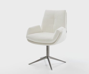 DELIFE Draaistoel Clea-Flex bouclé zacht beige kruispoot grafiet 360° draaibaar rocker-functie pocketveer kern