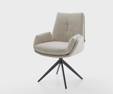 DELIFE Draaistoel Clea-Flex geweven stof beige kruisframe breed zwart 360° draaibaar rocker-functie pocketveer kern