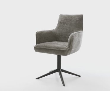 DELIFE Draaistoel Heira-Flex met armleuning bouclé zacht mud kruispoot zwart 360° draaibaar rocker-functie pocketveer kern