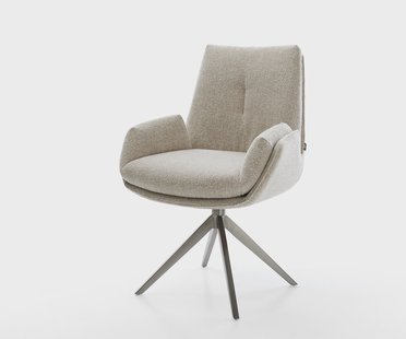 DELIFE Draaistoel Clea-Flex geweven stof beige kruisframe breed grafiet 360° draaibaar rocker-functie pocketveer kern