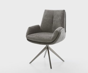 DELIFE Draaistoel Clea-Flex bouclé zacht mud kruisframe breed grafiet 360° draaibaar rocker-functie pocketveer kern