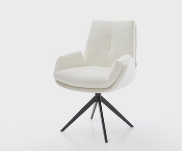 DELIFE Draaistoel Clea-Flex bouclé zacht beige kruisframe breed zwart 360° draaibaar rocker-functie pocketveer kern