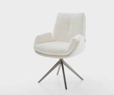 DELIFE Draaistoel Clea-Flex bouclé zacht beige kruisframe breed grafiet 360° draaibaar rocker-functie pocketveer kern