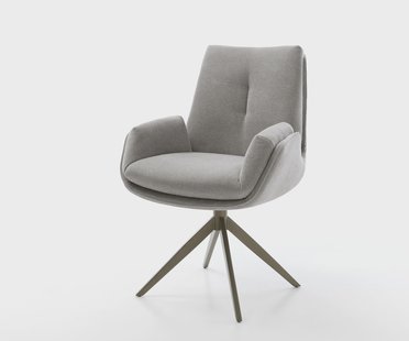 DELIFE Draaistoel Clea-Flex zachte stof met structuur grijs kruisframe breed afwerking met titanium 360° draaibaar rocker-functie pocketveer kern