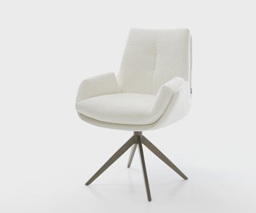 DELIFE Draaistoel Clea-Flex bouclé zacht beige kruisframe breed afwerking met titanium 360° draaibaar rocker-functie pocketveer kern