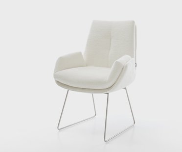 DELIFE Eetkamerstoel Clea-Flex bouclé zacht beige slipframe roestvrij staal pocketveer kern