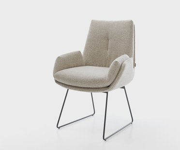 DELIFE Eetkamerstoel Clea-Flex geweven stof beige slipframe zwart pocketveer kern