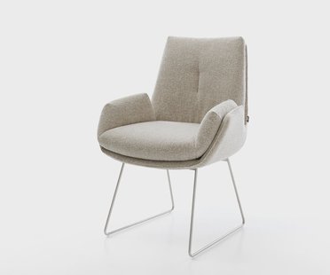 DELIFE Eetkamerstoel Clea-Flex geweven stof beige slipframe roestvrij staal pocketveer kern