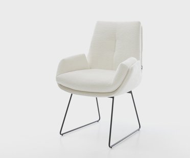 DELIFE Eetkamerstoel Clea-Flex bouclé zacht beige slipframe zwart pocketveer kern