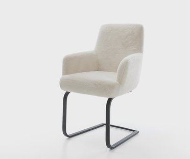 DELIFE Sledemodel Heira-Flex met armleuning pluchen crème-wit sledemodel vlak zwart pocketveer kern