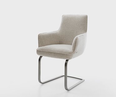 DELIFE Sledemodel Heira-Flex met armleuning geweven stof beige sledemodel vlak grafiet pocketveer kern