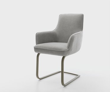 DELIFE Sledemodel Heira-Flex met armleuning zachte stof met structuur grijs sledemodel vlak afwerking met titanium pocketveer kern