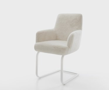 DELIFE Sledemodel Heira-Flex met armleuning pluchen crème-wit sledemodel vlak wit pocketveer kern