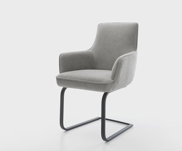 DELIFE Sledemodel Heira-Flex met armleuning zachte stof met structuur grijs sledemodel vlak zwart pocketveer kern