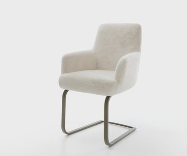 DELIFE Sledemodel Heira-Flex met armleuning pluchen crème-wit sledemodel vlak afwerking met titanium pocketveer kern