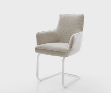 DELIFE Sledemodel Heira-Flex met armleuning geweven stof beige sledemodel vlak wit pocketveer kern