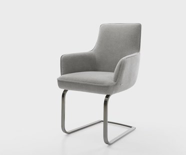 DELIFE Sledemodel Heira-Flex met armleuning zachte stof met structuur grijs sledemodel vlak grafiet pocketveer kern