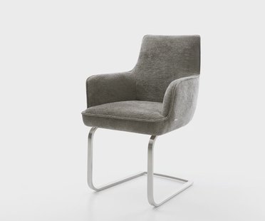 DELIFE Sledemodel Heira-Flex met armleuning bouclé zacht mud sledemodel vlak roestvrij staal pocketveer kern