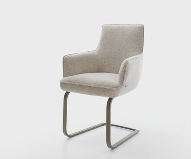 DELIFE Sledemodel Heira-Flex met armleuning geweven stof beige sledemodel vlak afwerking met titanium pocketveer kern