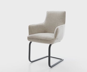 DELIFE Sledemodel Heira-Flex met armleuning geweven stof beige sledemodel vlak zwart pocketveer kern