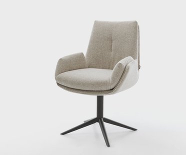 DELIFE Draaistoel Clea-Flex geweven stof beige kruispoot zwart 360° draaibaar rocker-functie pocketveer kern