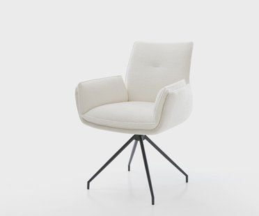 DELIFE Eetkamerstoel Nela-Flex bouclé zacht beige kruisframe conisch zwart