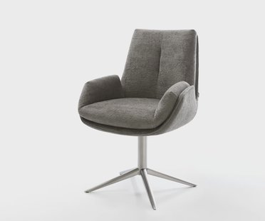 DELIFE Draaistoel Clea-Flex bouclé zacht mud kruispoot roestvrij staal 360° draaibaar rocker-functie pocketveer kern