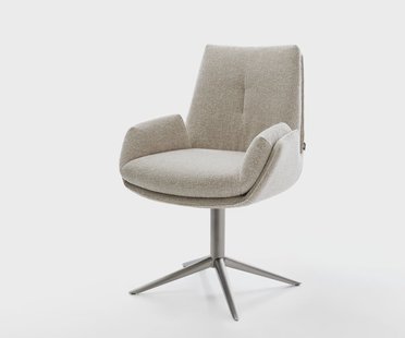 DELIFE Draaistoel Clea-Flex geweven stof beige kruispoot grafiet 360° draaibaar rocker-functie pocketveer kern