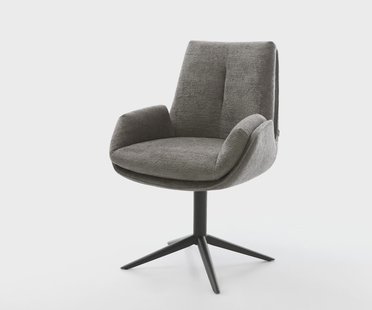 DELIFE Draaistoel Clea-Flex bouclé zacht mud kruispoot zwart 360° draaibaar rocker-functie pocketveer kern