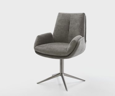 DELIFE Draaistoel Clea-Flex bouclé zacht mud kruispoot grafiet 360° draaibaar rocker-functie pocketveer kern