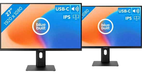 BlueBuilt 27 inch Full HD Monitor met USB C Duo pack