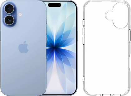 Apple iPhone 17 256GB Blauw + BlueBuilt Protective Back Cover Transparant