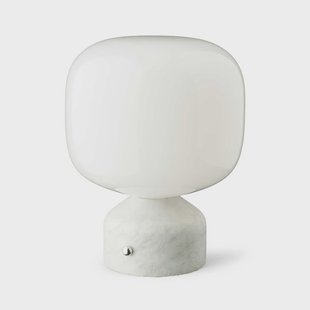 Meemo LED tafellamp op batterijen, marmer wit, glas GEJST - Woonkamer - 1 lamp