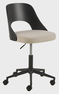 Bendt Bureaustoel 'Vila' Eiken en chenille, kleur Beige/Zwart