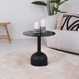 Sohome Ronde Bijzettafel 'Indira' Glas en staal, 55cm