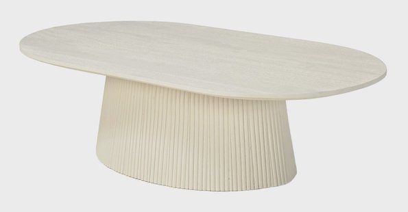 Sohome Ovale Salontafel 'Puck' Mangohout, 120 x 70cm, kleur Ivoor