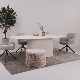 Sohome Ovale Eettafel 'Puck' Mangohout, 230 x 110cm, kleur Ivoor