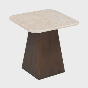 Sohome Vierkante Bijzettafel 'Margred' Marmer en mangohout, 45 x 45cm