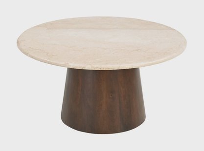 Sohome Ronde Salontafel 'Margred' Marmer en mangohout, 75cm
